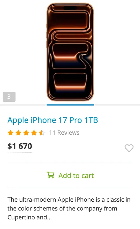 Product listing card, expanded on hover — price and Add to cart