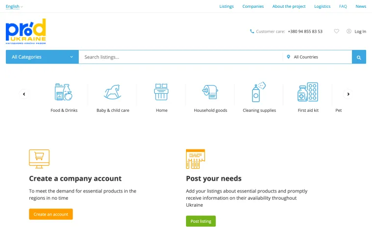 produkraine.org — B2B food-supply marketplace built on Tamaranga